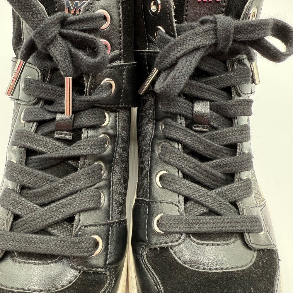 Michael Kors Black Paige High Top Leather/Suede Sneakers Size 10M - Picture 8 of 16
